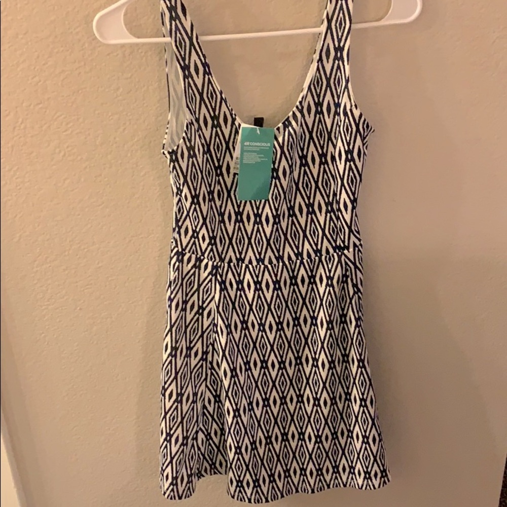 White and blue tribal dress